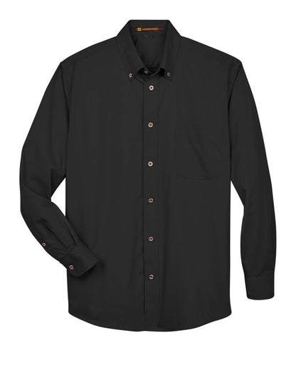 Harriton Men's Long-Sleeve Twill Shirt with Stain-Release - M500