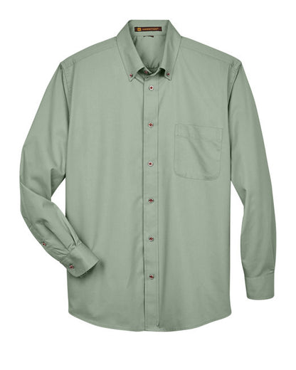 Harriton Men's Long-Sleeve Twill Shirt with Stain-Release - M500