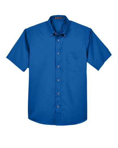 Harriton Men's Short-Sleeve Twill Shirt with Stain-Release - M500S