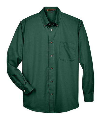 Harriton Men's Long-Sleeve Twill Shirt with Stain-Release - M500