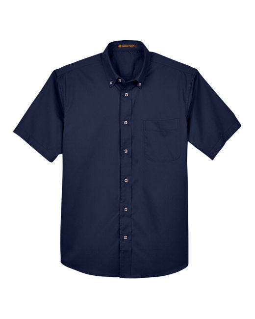 Harriton Men's Short-Sleeve Twill Shirt with Stain-Release - M500S