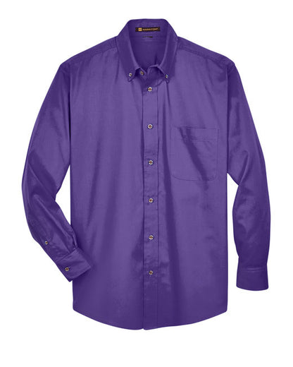 Harriton Men's Long-Sleeve Twill Shirt with Stain-Release - M500