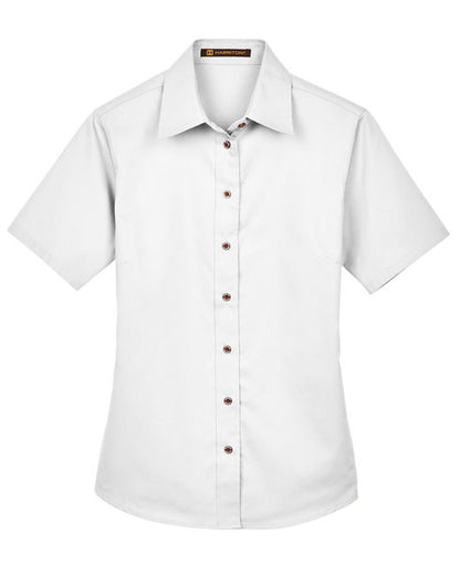 Harriton Ladies' Short-Sleeve Twill Shirt with Stain-Release - M500SW