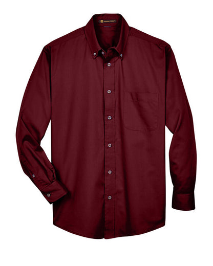 Harriton Men's Long-Sleeve Twill Shirt with Stain-Release - M500