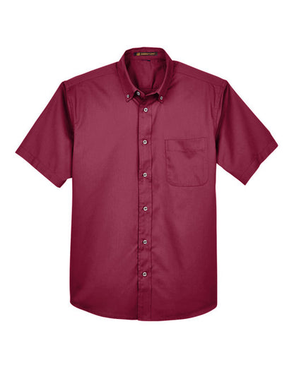 Harriton Men's Short-Sleeve Twill Shirt with Stain-Release - M500S