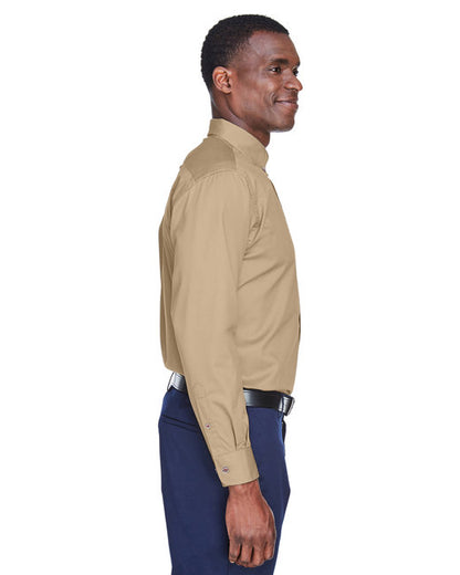 Harriton Men's Long-Sleeve Twill Shirt with Stain-Release - M500