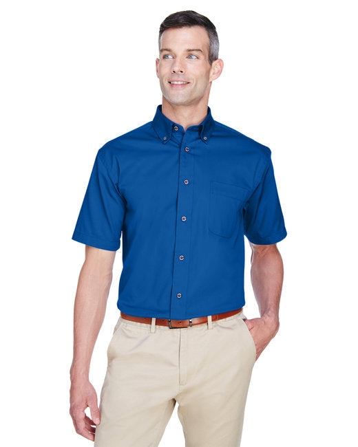 Harriton Men's Short-Sleeve Twill Shirt with Stain-Release - M500S