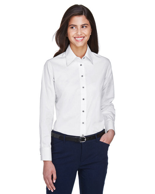 Harriton Ladies' Long-Sleeve Twill Shirt with Stain-Release - M500W